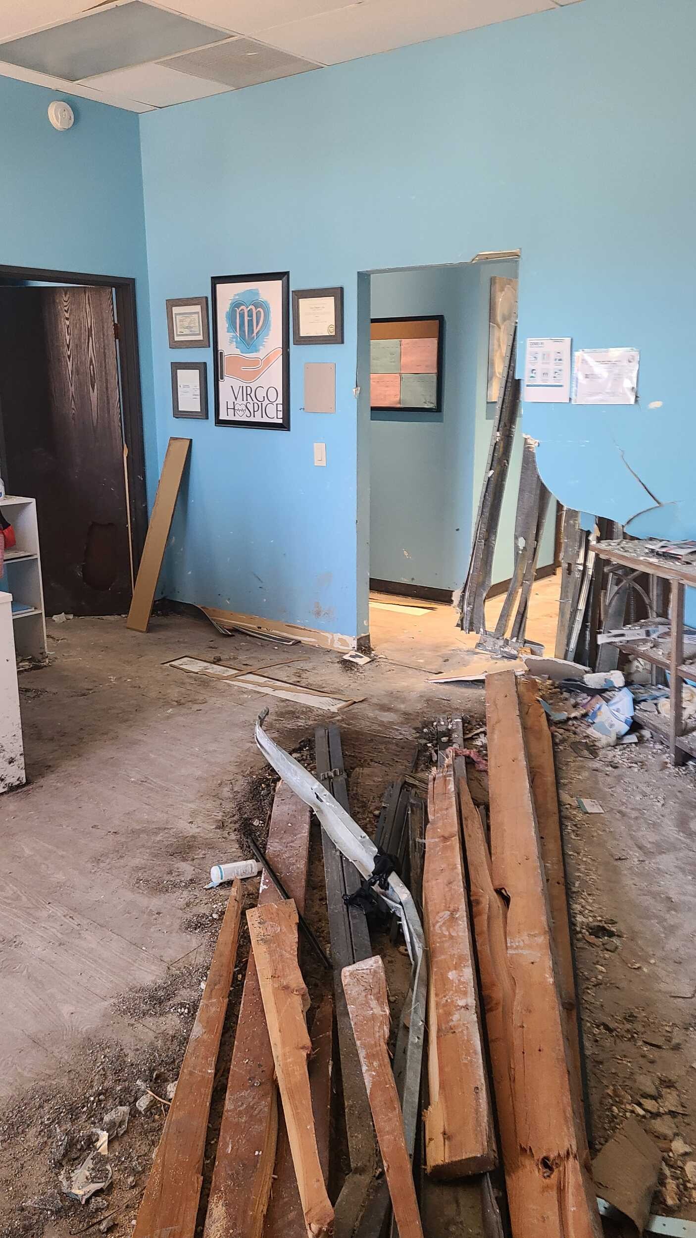 Commercial building following vehicle impact - Before