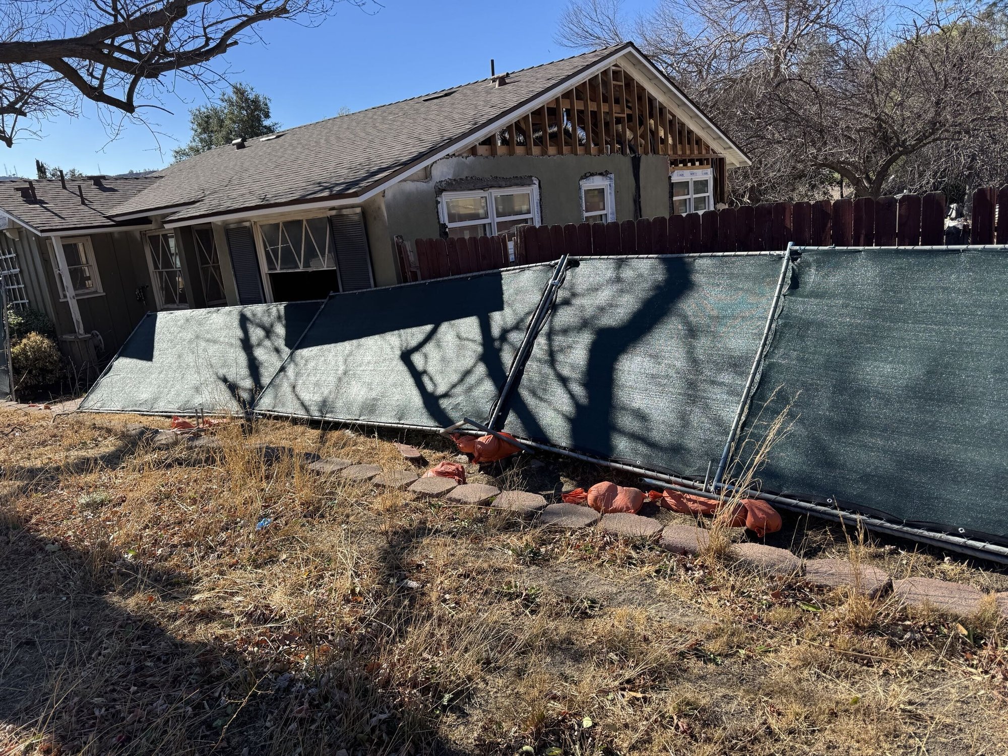 Residential single-family home after fire damage - During Construction