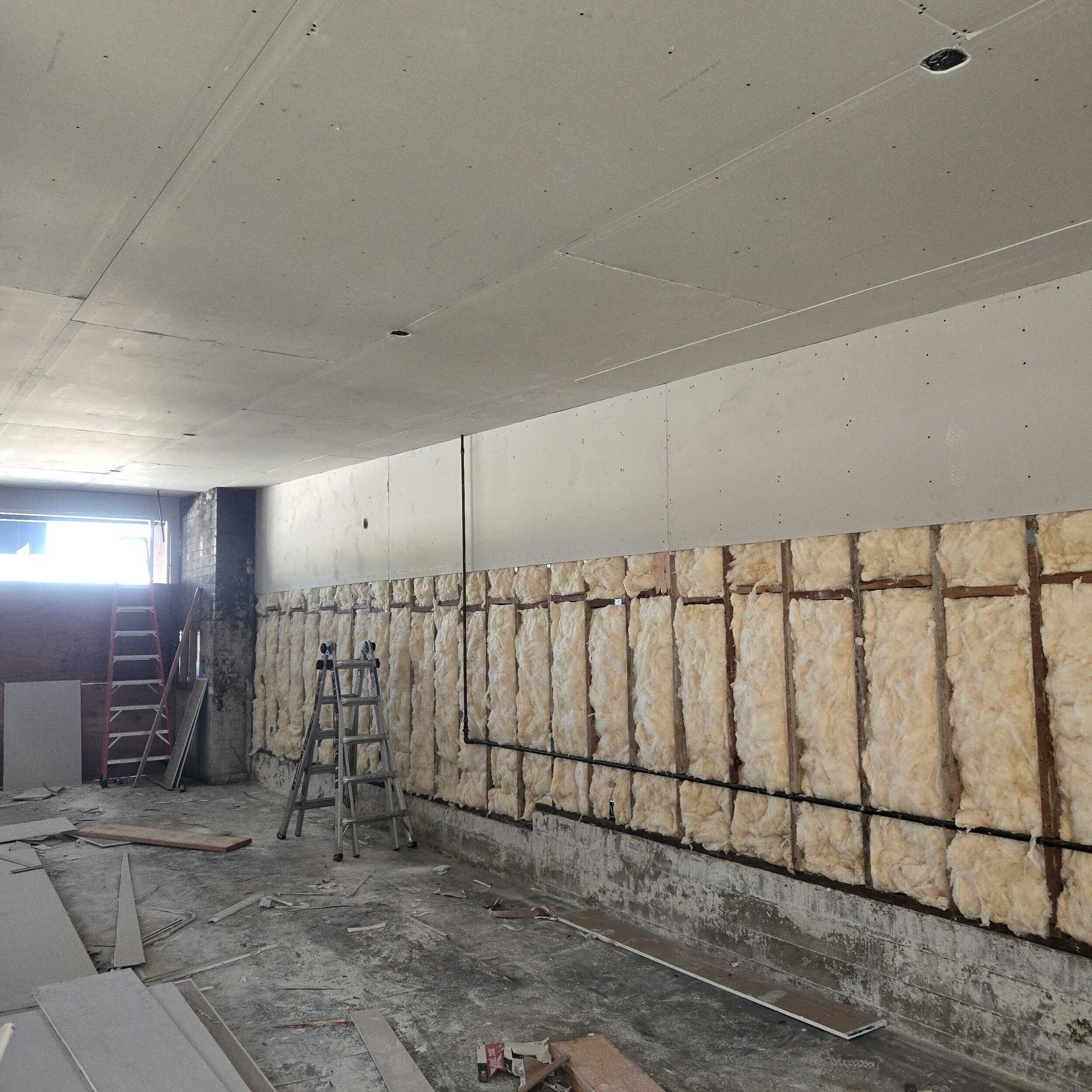 Commercial building reconstruction after fire damage - During Construction