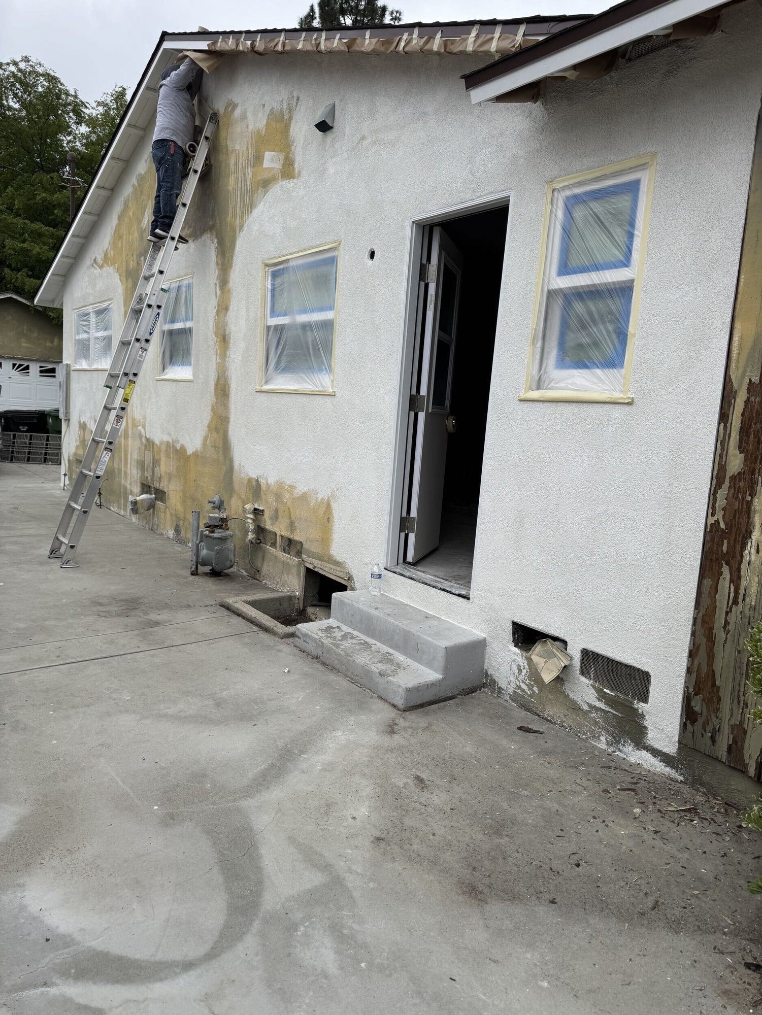 Residential single-family home after fire damage - During Construction