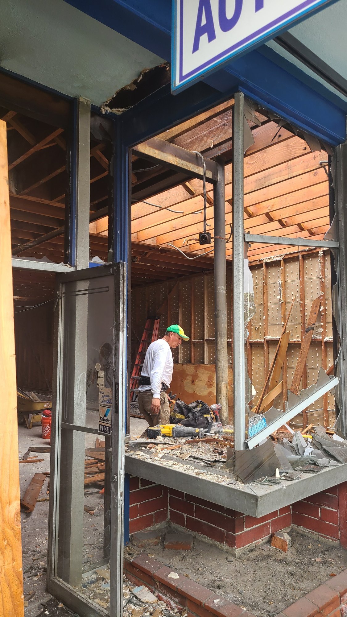 Commercial building reconstruction after fire damage - During Construction