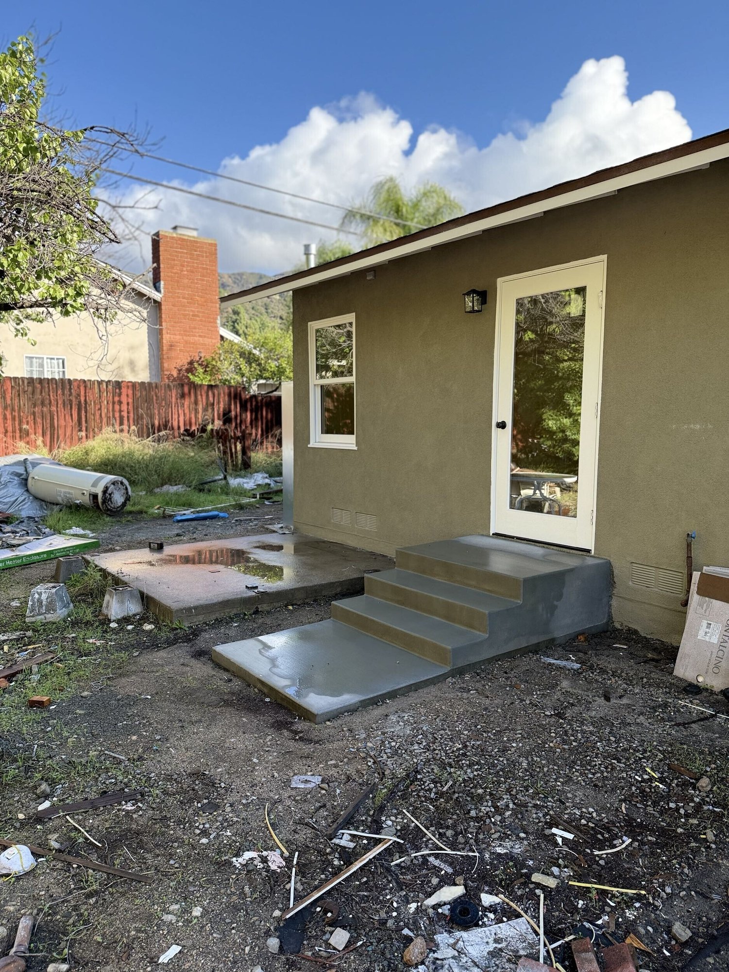 Residential single-family home after fire damage - During Construction