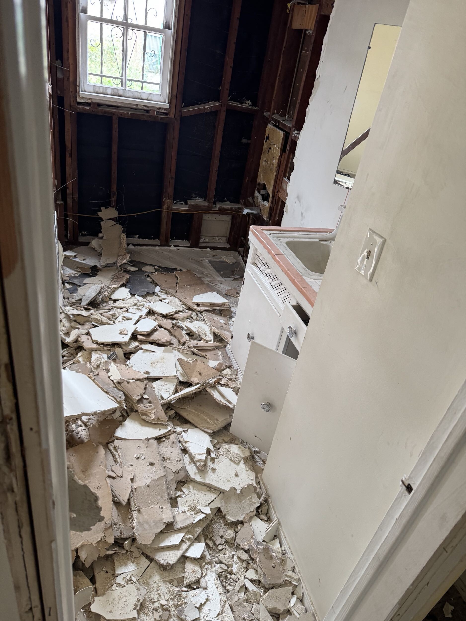 Residential single-family home after fire damage - Before